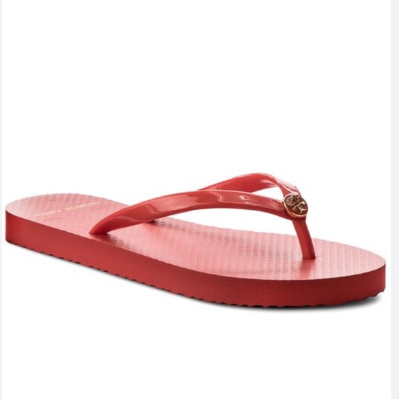 Tory Burch Thin Flip Flop in Poppy Orange - Picture 7 of 8